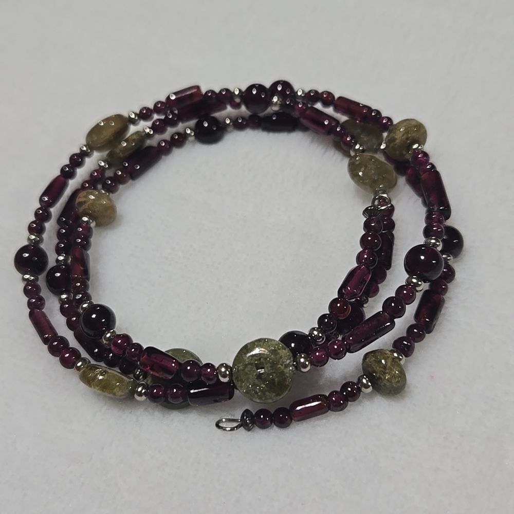 Amethyst And Quartz Beaded Coil Bracelet